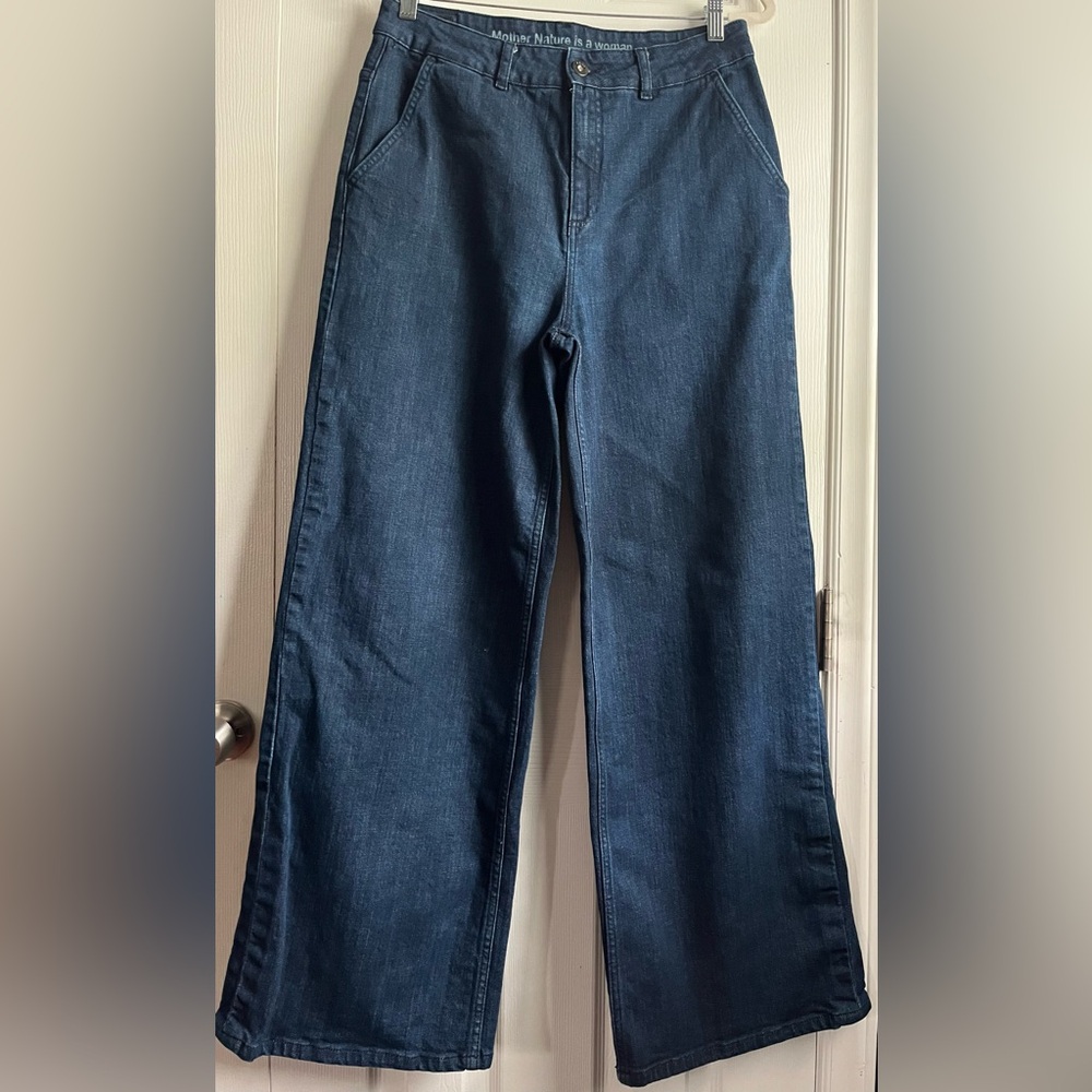Sisley High Rise Wide Leg Denim Trouser Jeans W32xL30, 13” rise, 11” leg opening